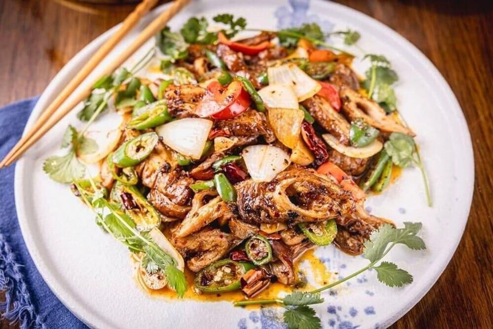 Three Peppers Pork Intestines (spicy)